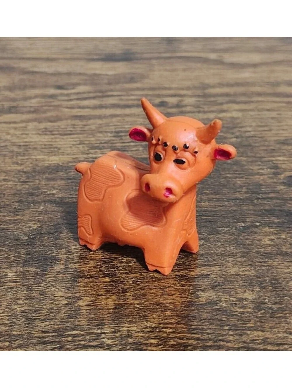 1960s Diener Industries Rubber Orange Cow Eraser Figurine